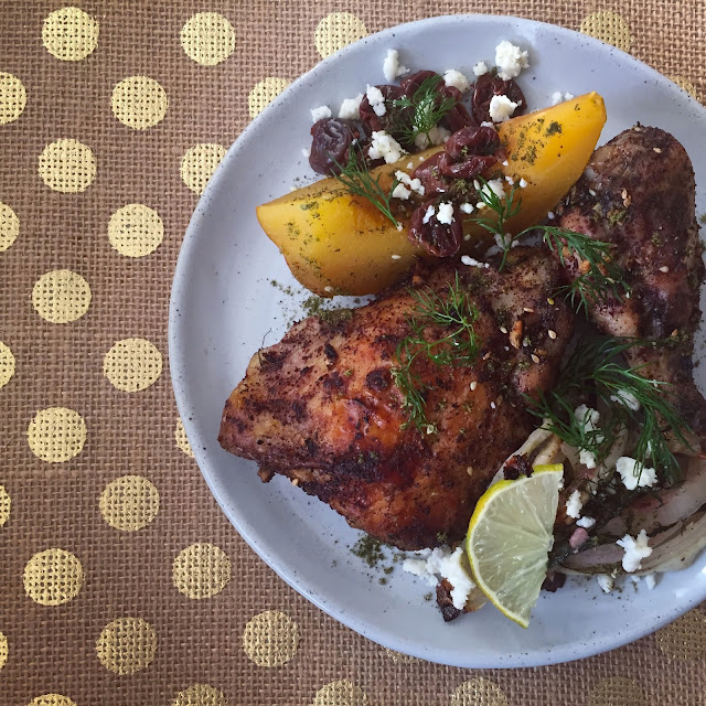Sumac, za’atar & lemon chicken Kimchi and Beans
