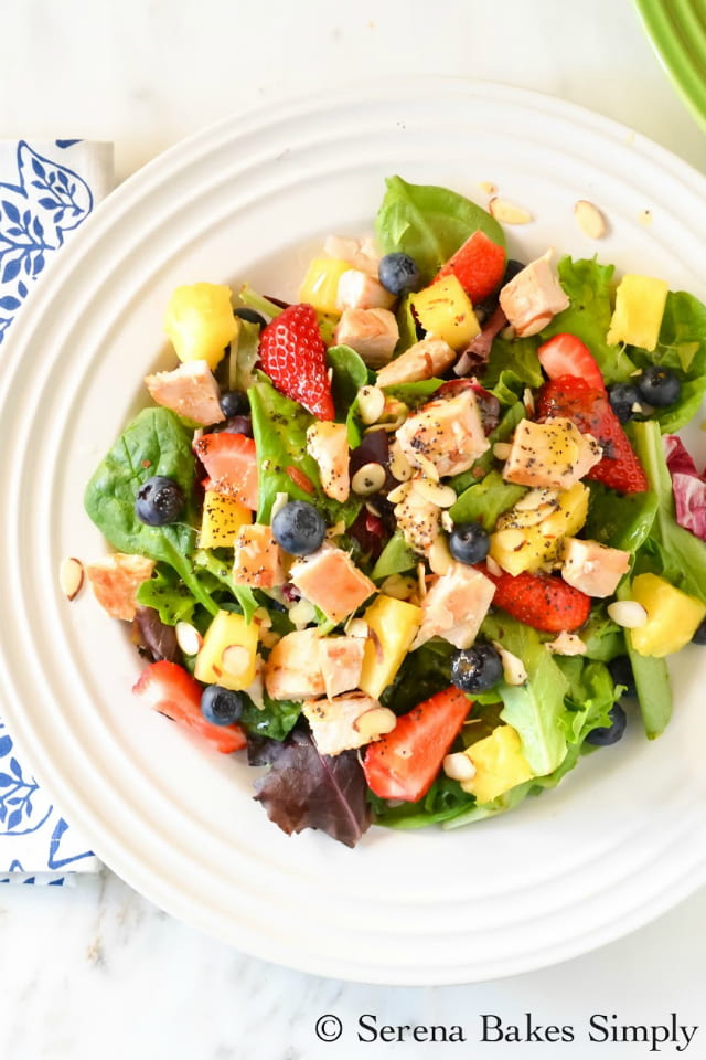 Strawberry Blueberry Pineapple Chicken Salad with Poppy Seed Dressing 