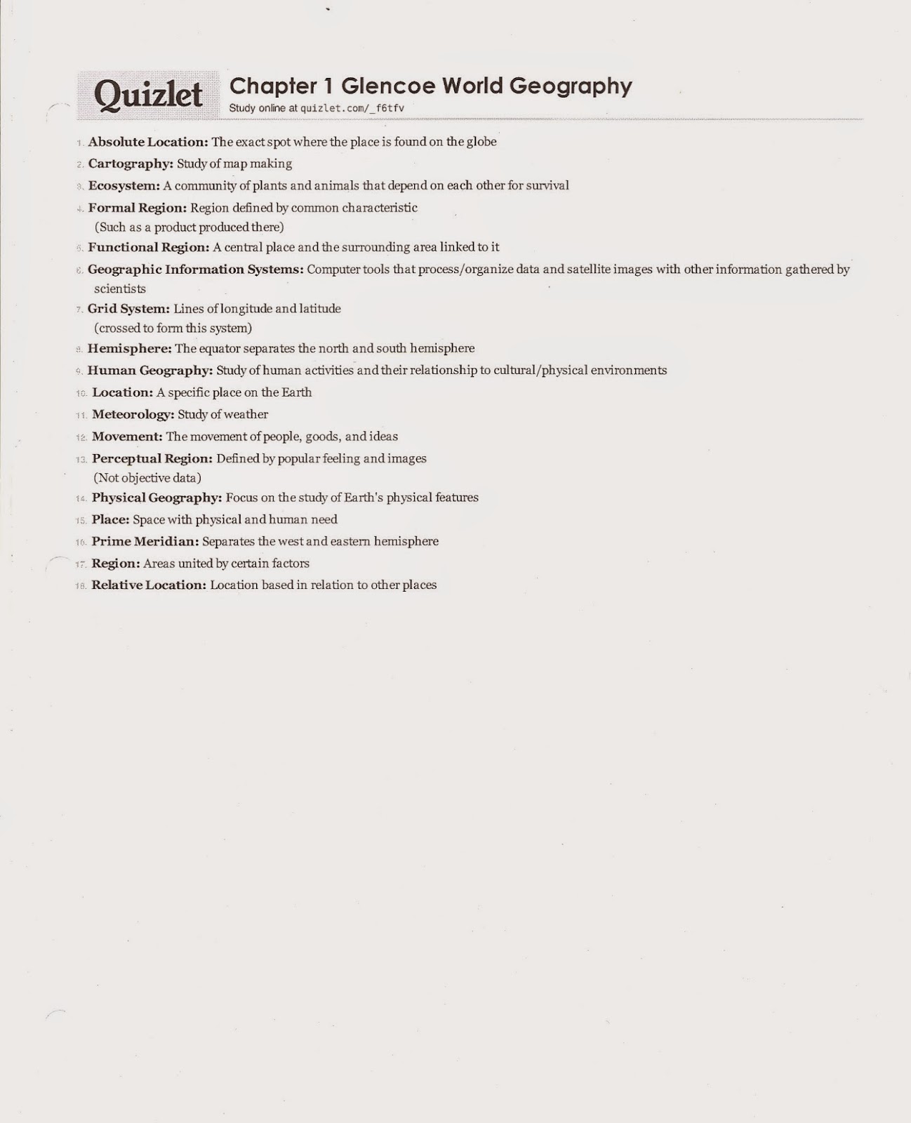 Mr. E's World Geography Page World Geography 2017 Chapter 2