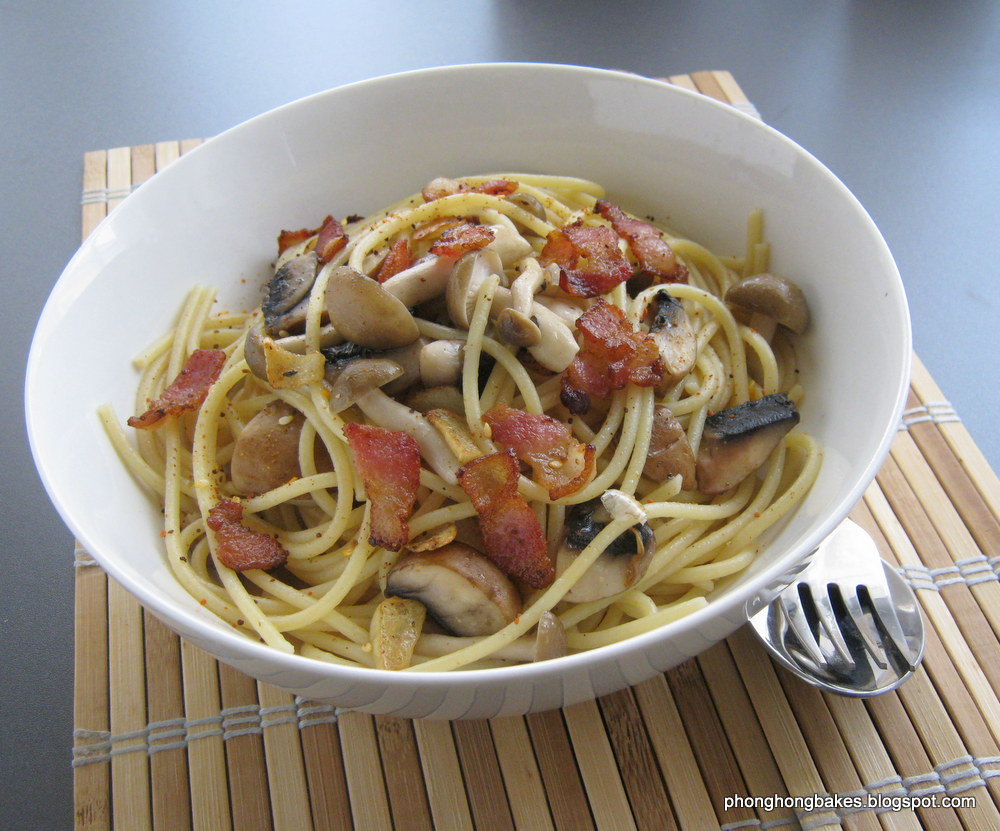 PH the Malaysian Carnivore Spaghetti Aglio Olio With Bacon and Mushrooms
