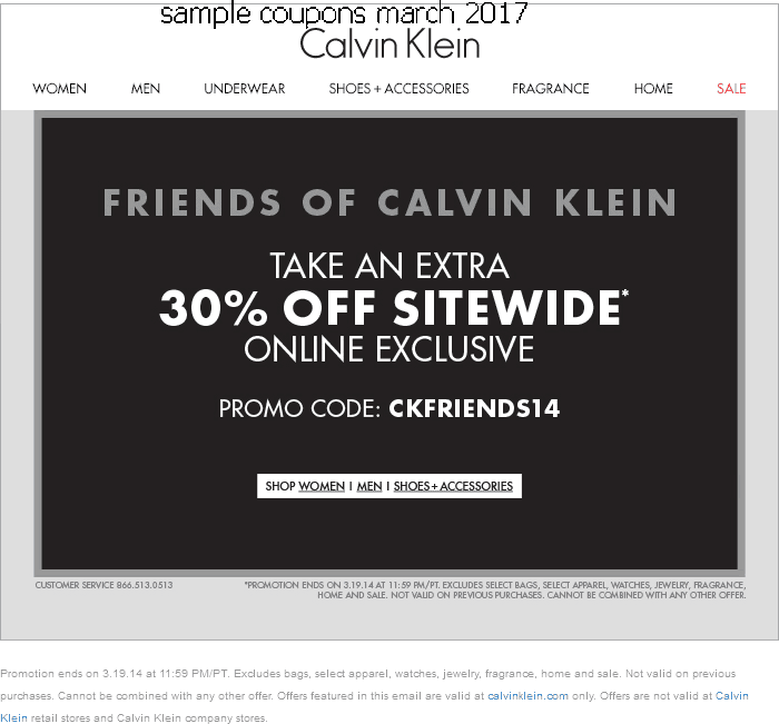 Free Promo Codes and Coupons 2020 Calvin Klein Coupons