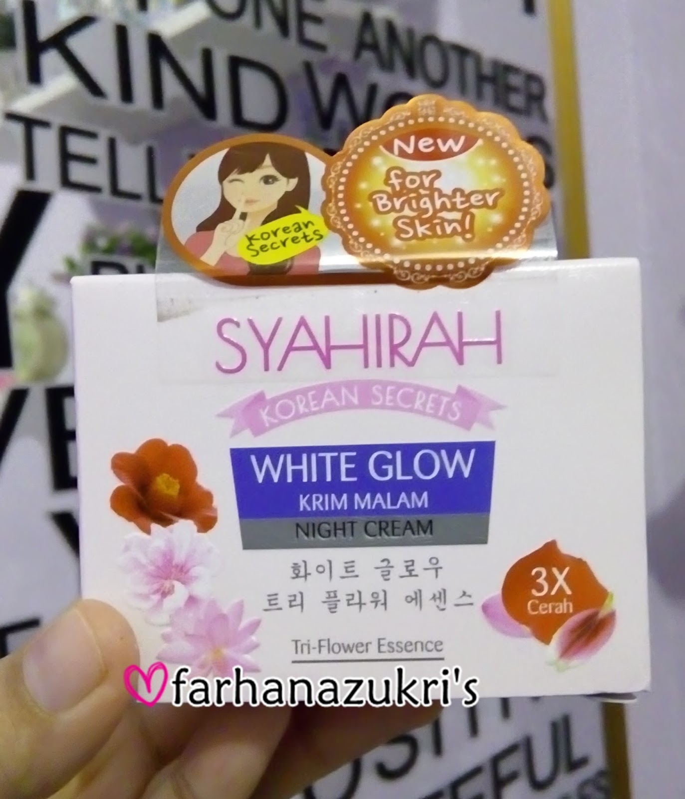 syahirah white glow night cream