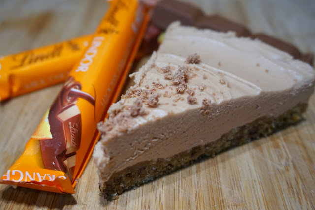 chocolate cheesecake slice and lindt chocolate bar