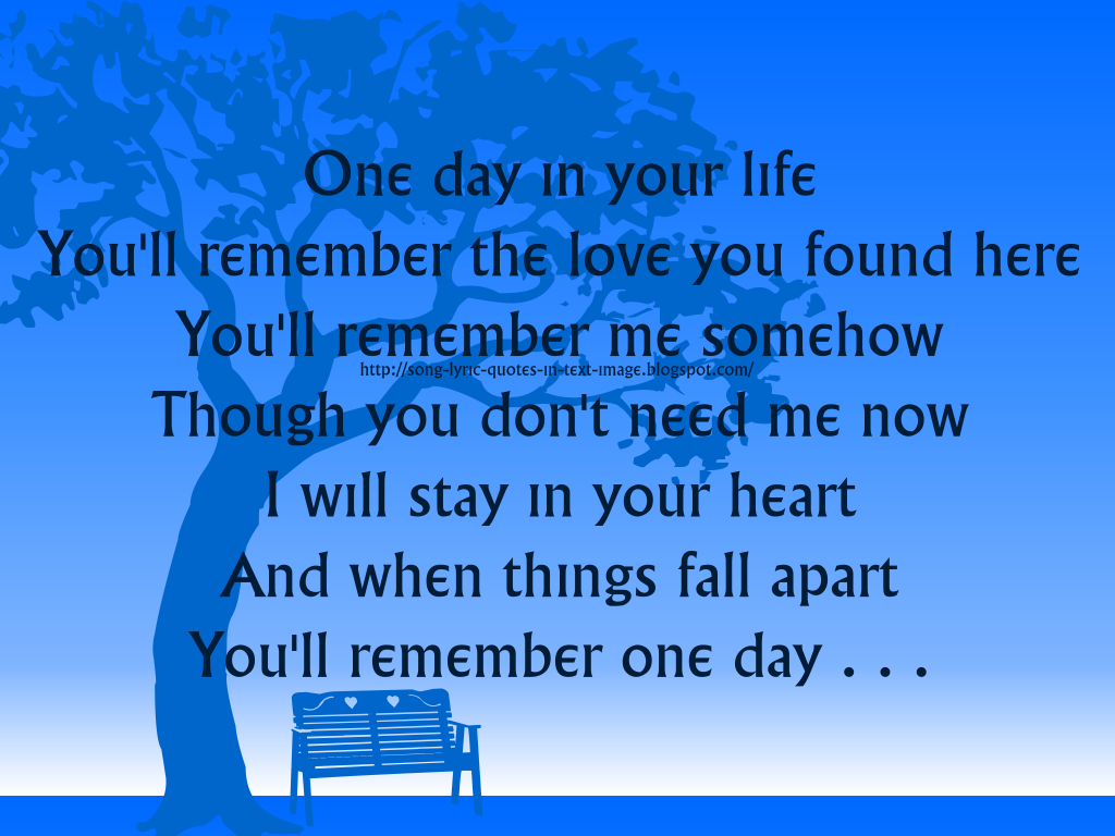 Michael Jackson Song Quote Image One Day In Your Life