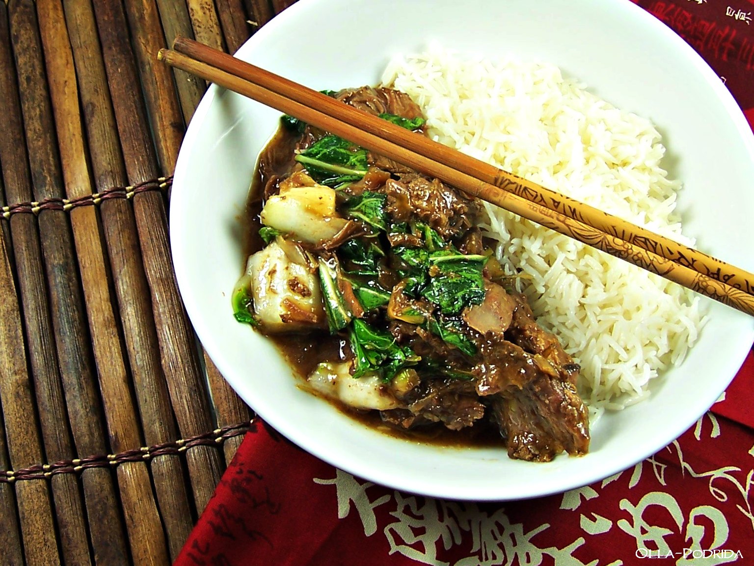 OllaPodrida Slow Cooker Chinese Beef and Bok Choy
