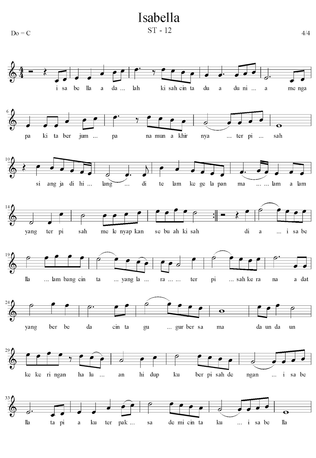 Hendry Naufal Blog: Download Partitur Not Balok Lagu