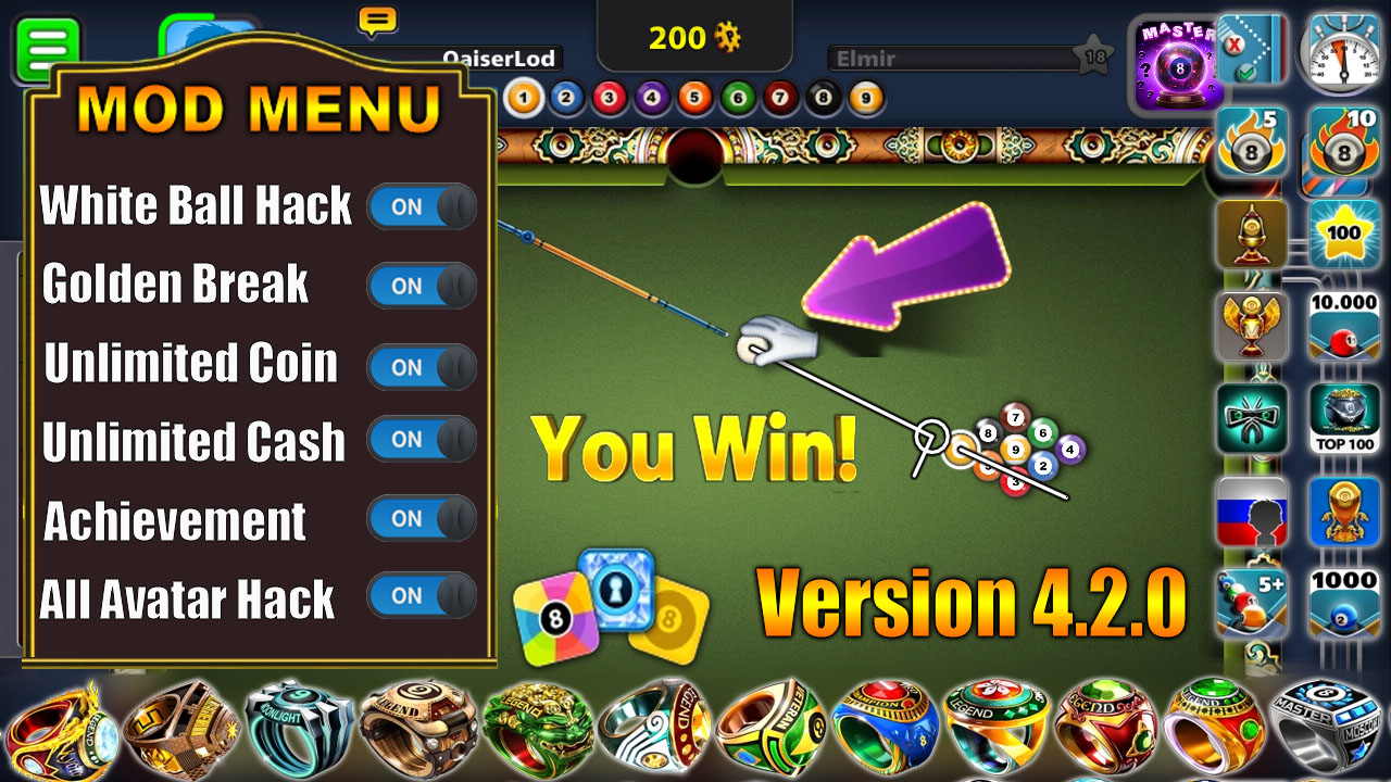 8 Ball Pool Mega Mod Version 4 2 0 Mod Extended Stick Guideline Free On Android