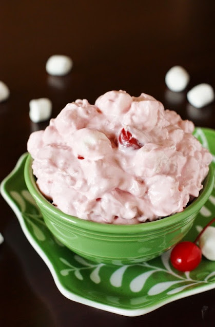 Fluff Salads Collection - Cherry Fluff Salad with Cherry Pie Filling Image