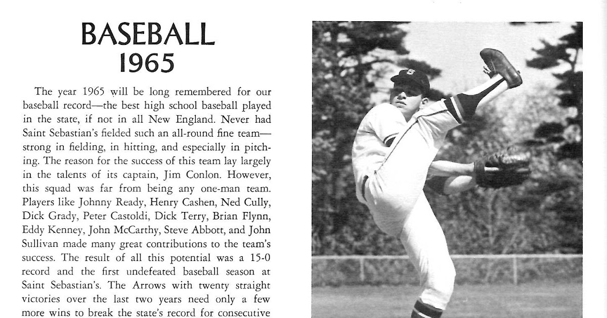 St Seb's Class of 1966 1965 Varsity Baseball Team