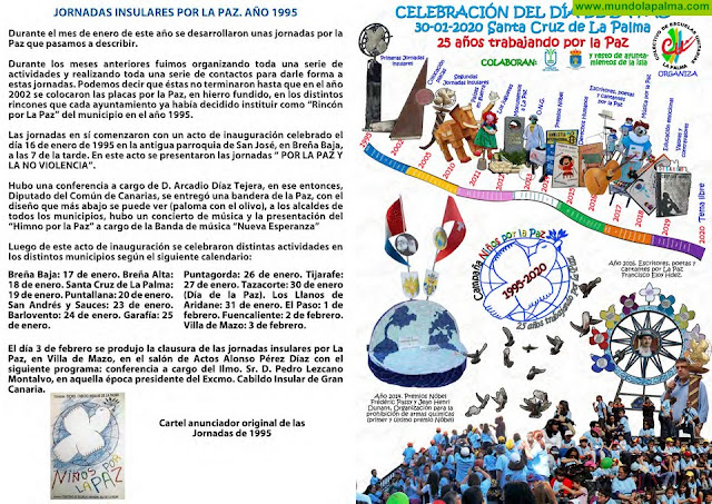 Escuelas Unitarias de La Palma. XXV años trabajando por la paz 30 de enero, en Santa Cruz de La Palma, desde las 8:30 horas