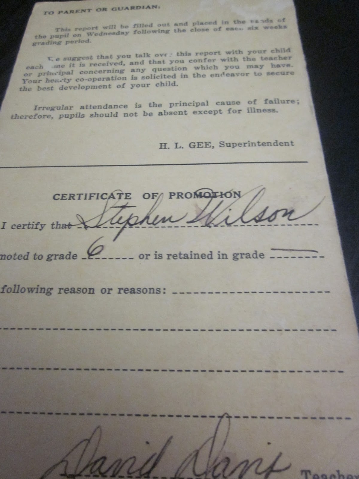 Keeping Up With the Wilson Family Old Report Cards