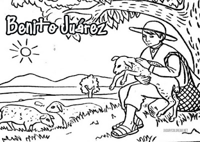 colorear dibujos de Benito Juárez de niño