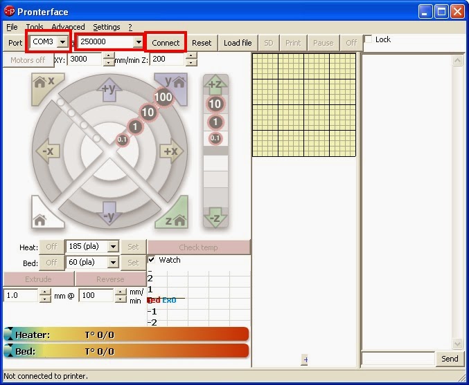 The MakerApprentice's Start the print using Pronterface