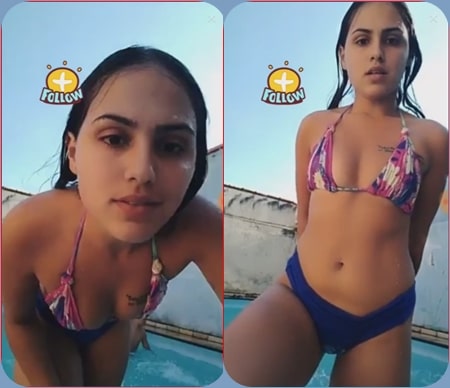 Brazilian beautiful #8 girl with bikini in swimming pool live cam