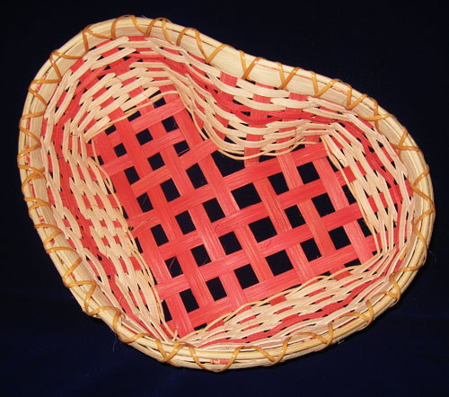 Red Heart Shaped Wooden Basket ~ 8 x 9 3/4 x 3 Deep ~ NEW