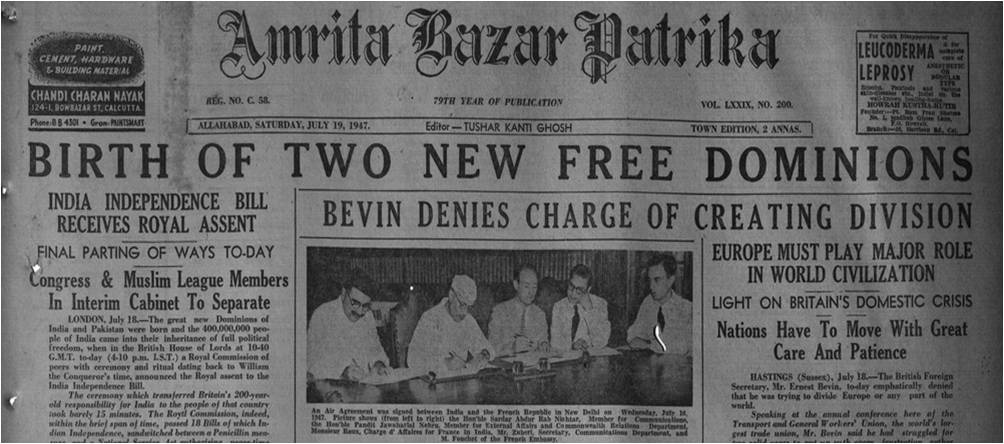 MEDIA MANTRA by MRINAL CHATTERJEE Newspapers on 15 Aug. 1947 jpg (1004x444)