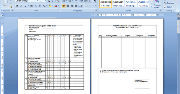 Contoh Format Administrasi Uks Sesuai Pedoman Uks Berkas Edukasi