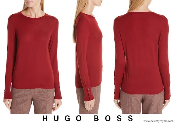 Queen Letizia wore HUGO BOSS Frankie cuff-detail wool sweater