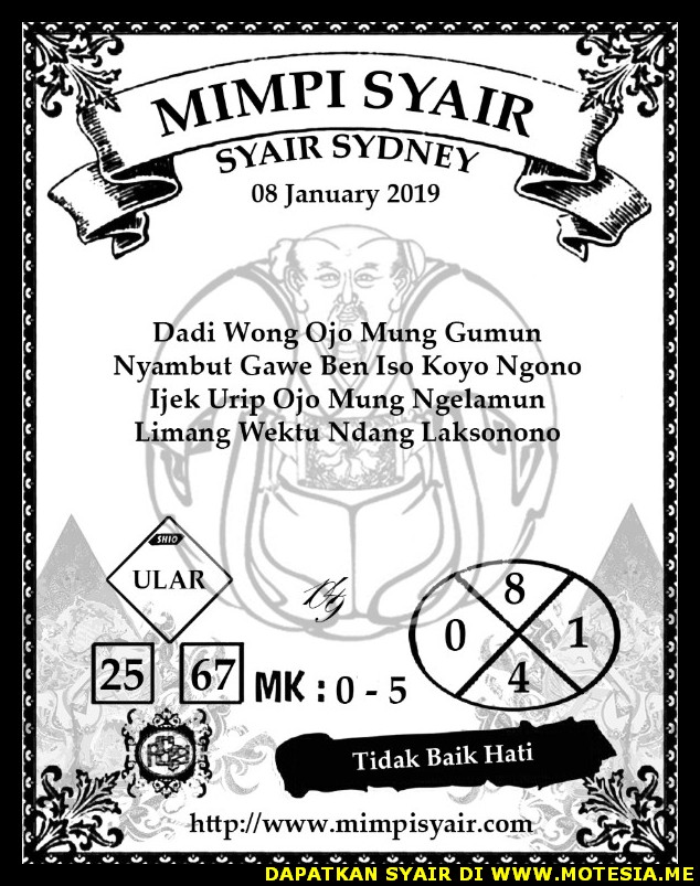 Syair SD Selasa 8 Januari 2019 GOsyair SEDIA KODE SYAIR