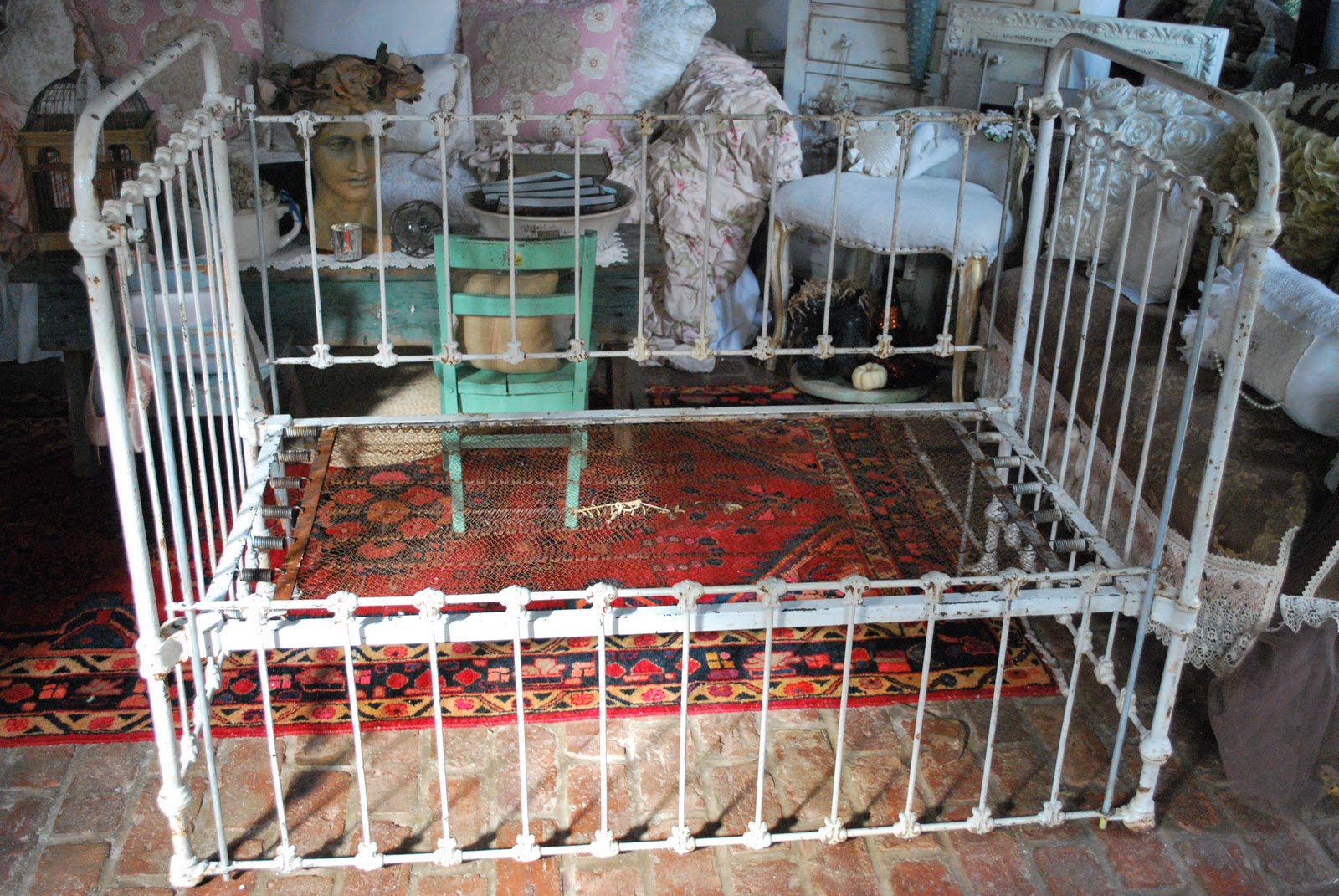 Capers of the Vintage Vixens REPURPOSING AN ANTIQUE CRIB AND BLOGGERS