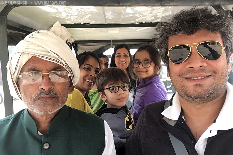 Group Selfie while sitting on the Electric Rickshaw at Nahargarh Biological Park Jaipur, Rajasthan.