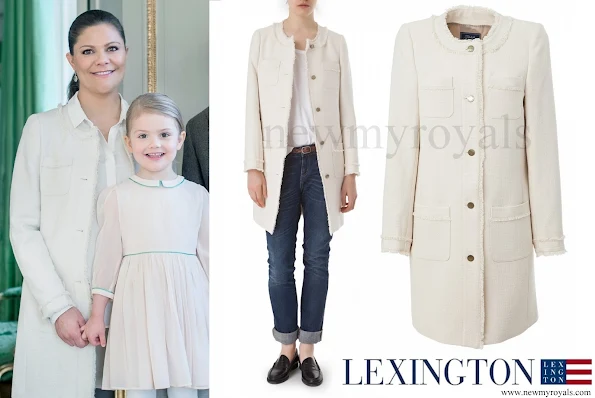 Crown Princess Victoria wore a sandshell color jacket by Lexington Company which is a Swedish fashion house.