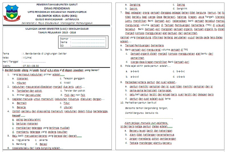 Contoh Soal UAS Kelas 4 Semester 1 Kurikulum 2013: Panduan Belajar dan Persiapan Ujian Contoh Soal UAS Kelas 4 Semester 1 Kurikulum 2013: Panduan Belajar dan Persiapan Ujian