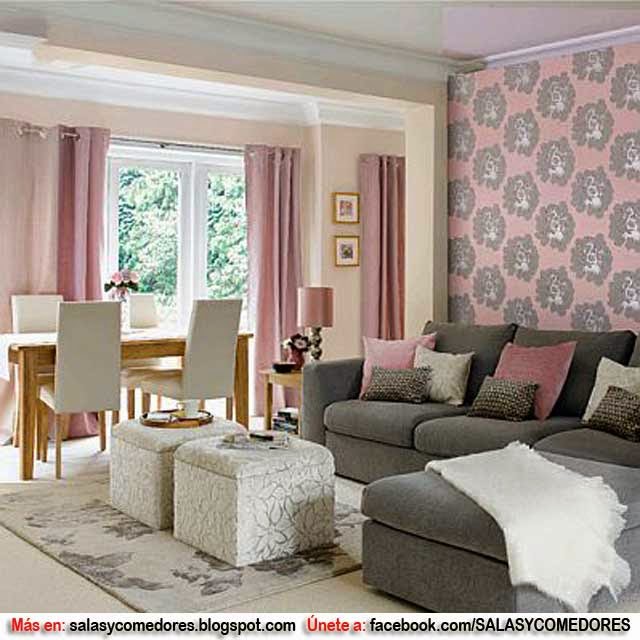 COMO DECORAR TU SALA EN TONOS ROSA : SALAS Y COMEDORES DECORACION DE