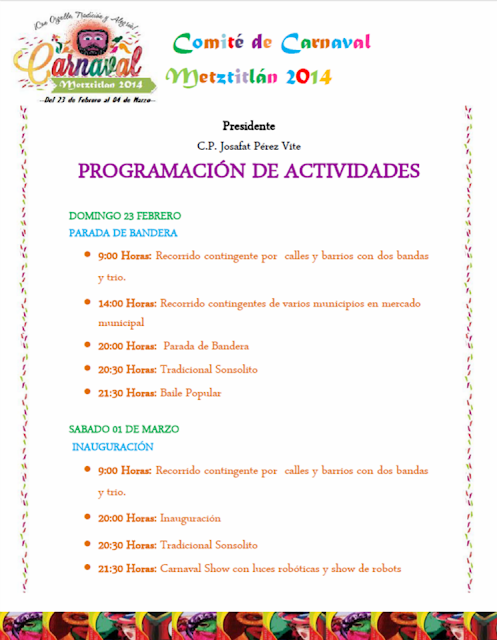 Programa carnaval metztitlán 2014