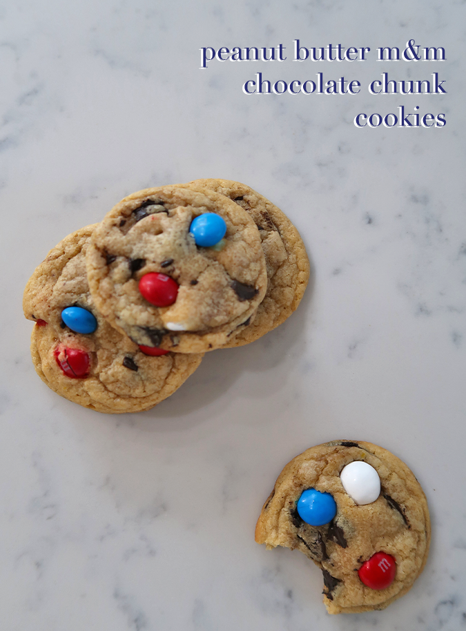 peanut butter chocolate chip cookies, july 4th desserts, Independence Day desserts