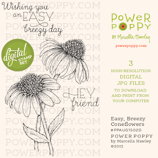 Power Poppy, Marcella Hawley, Easy Breeze Coneflowers, Instant Garden Digital, August 2015