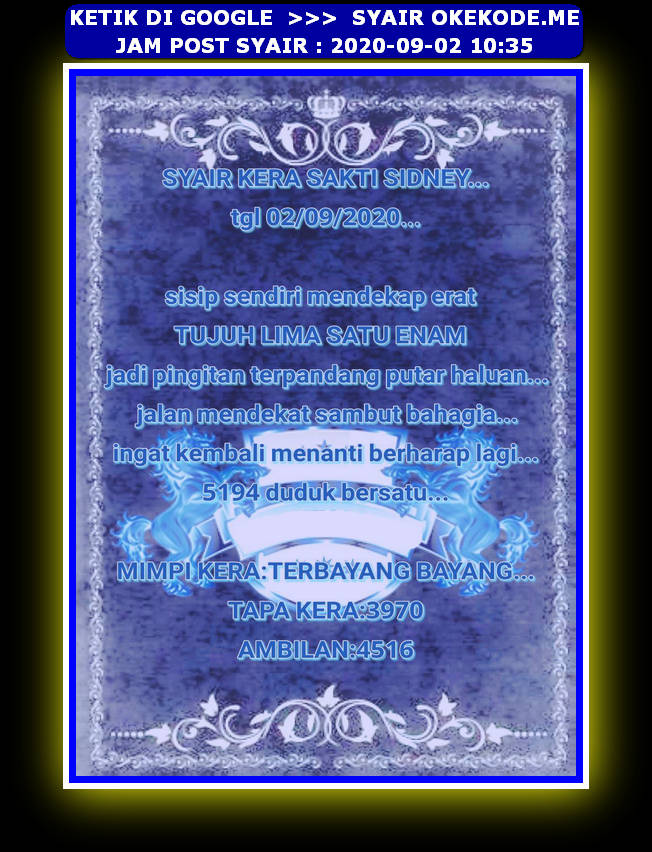 Syair sdy 2 September 2020 KODE SYAIR SGP SYAIR HK SYAIR