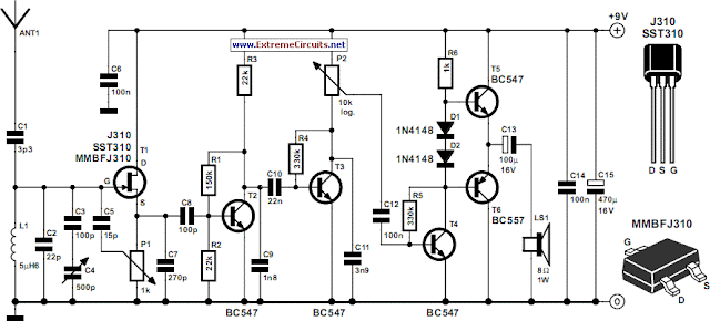 Tuned Radio Frequency (TRF) Receiver Circuit Diagram - The Circuit