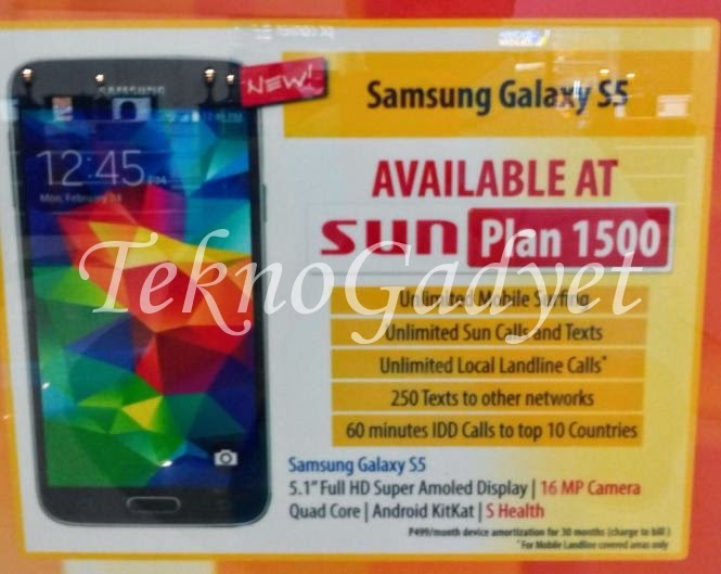 Samsung Galaxy S5 Now Available At Sun Elite Plan 1500
