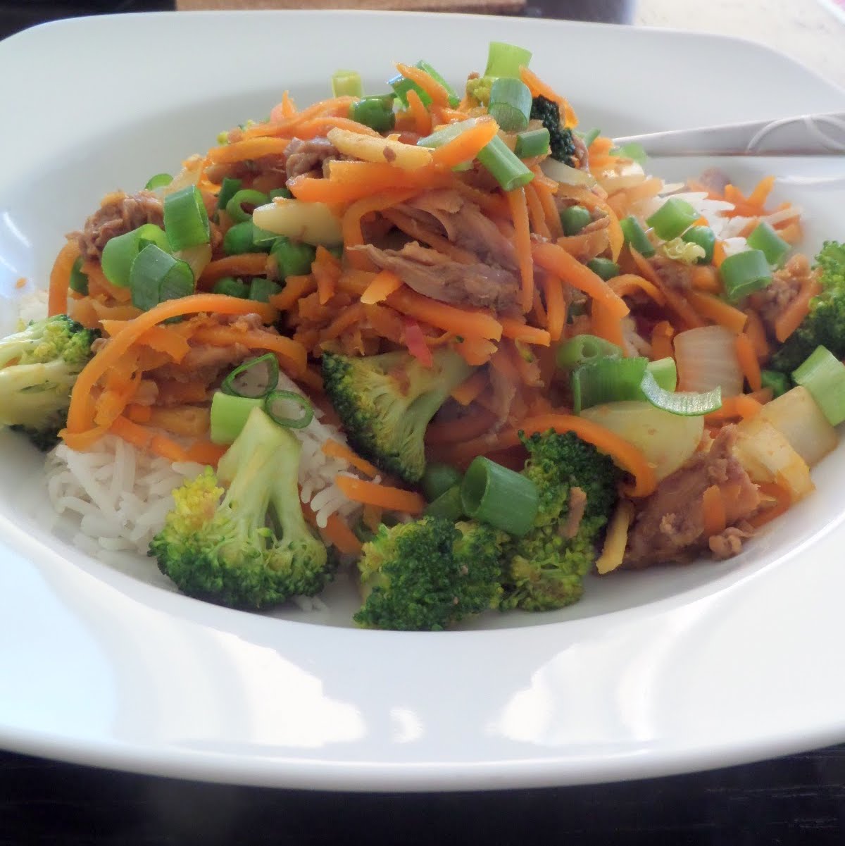 Ginger Chicken Stir Fry:  A simple chicken stir fry with a bite, from fresh ginger.