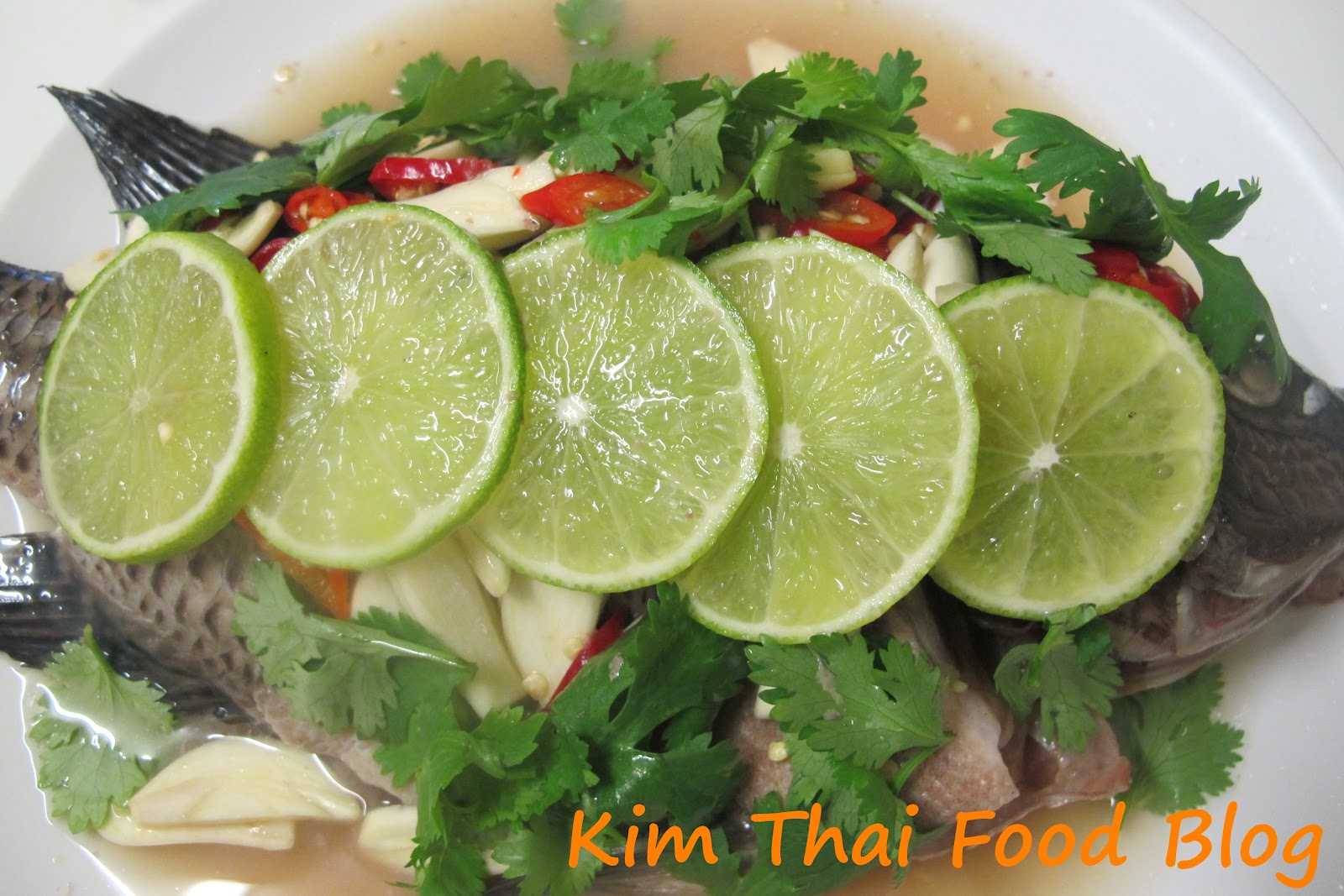 Kim Thai Food Blog Steam Fish with Spicy Lime Sauce (ปลานิลนึ่งมะนาว)