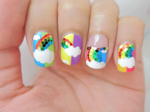 Clouds and Rainbow Nail Art Nail Wrap MDS1029 - chichicho~