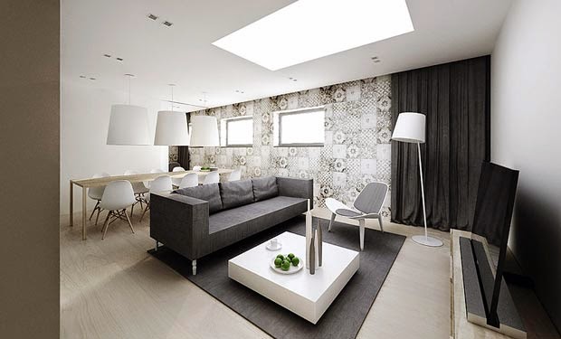 minimalist home design decor, minimalist homes, modern living room with roof window