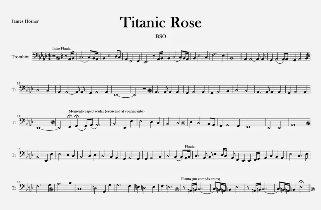 James Horner Rose (Titanic) Partituras para Trombón