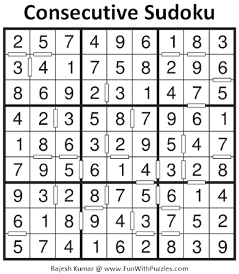 Solution of Consecutive Sudoku Puzzle (Fun With Sudoku Series #264)