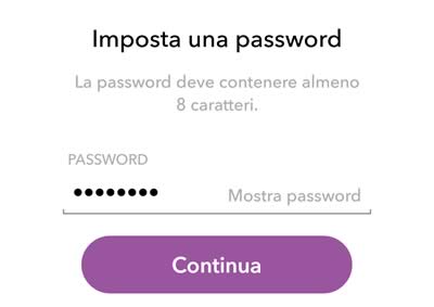 scegli una password