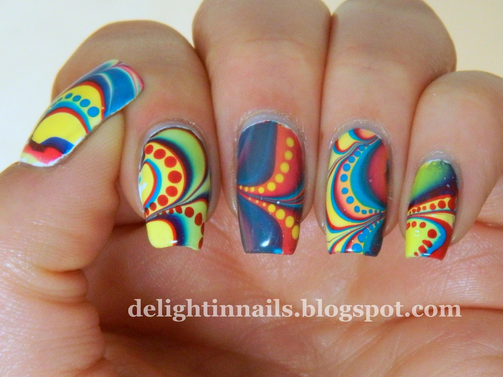 Red Yellow Blue Water Marble