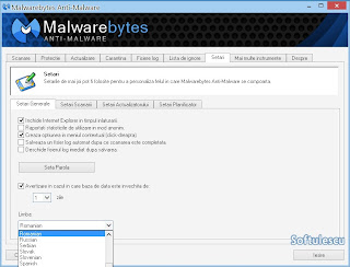 Malwarebytes Anti-Malware - Setari