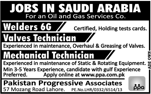 Jobs in Saudi Arabia Pakistan Progressive Associates