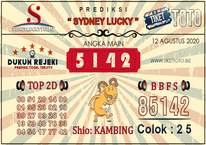 Prediksi Togel SYDNEY LUCKY TIKETTOTO 12 Agustus 2020