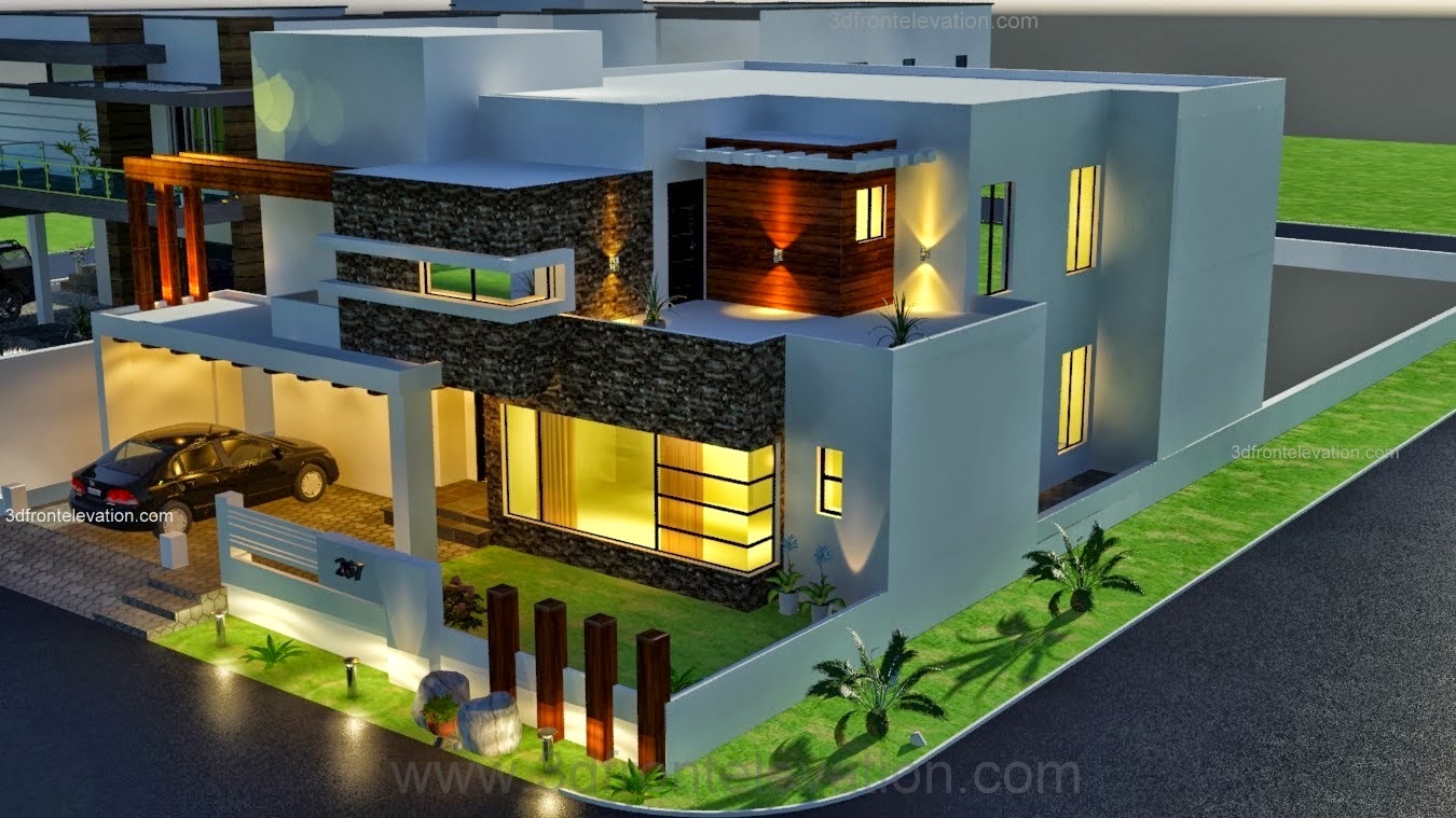 Kanal Modern Contemporary Design 3D Front Elevation Sukh Chayn ...