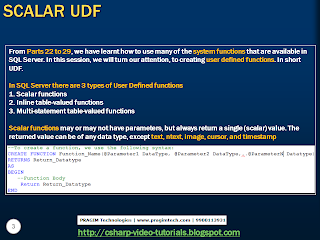 Sql server, .net and c# video tutorial: Part 30 – User defined functions