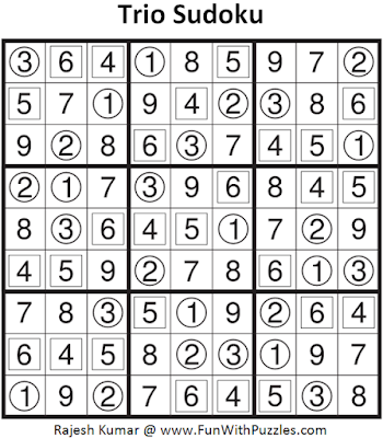 Trio Sudoku (Puzzles & Sudoku #1) Solution
