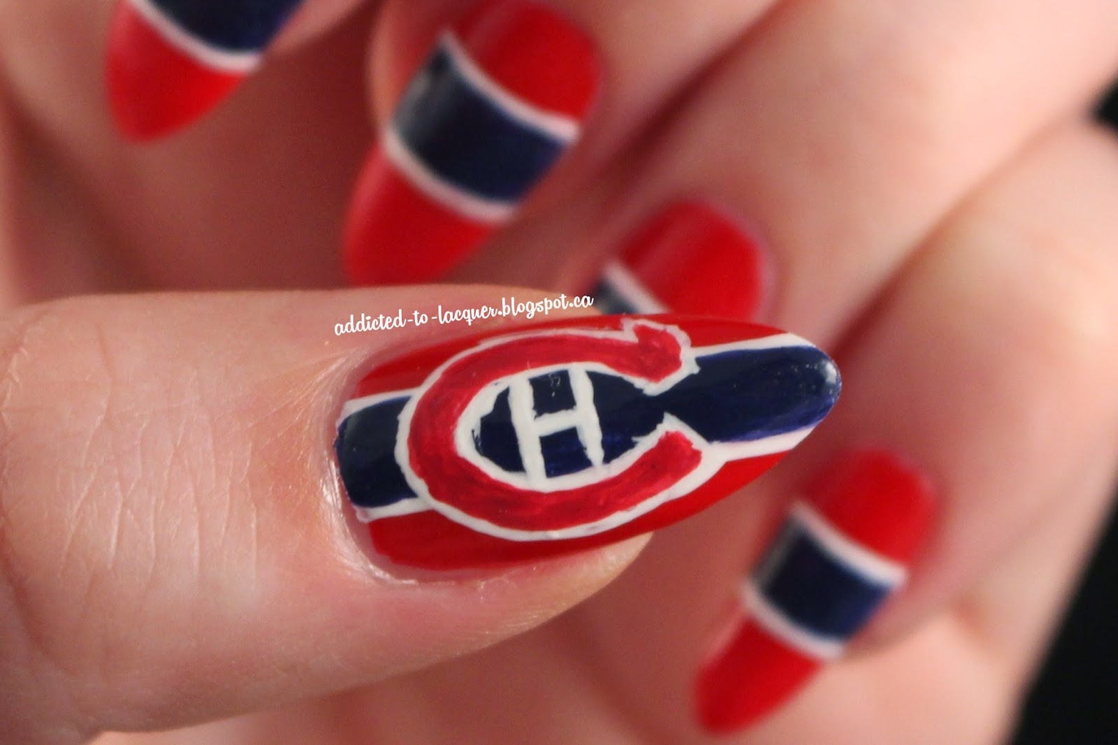 Addicted to Lacquer Montreal Canadiens Manicure
