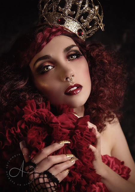 Mystic Magic, fashion, couture, high fashion, fashionista, queen of hearts, rose red, roses, red, fantasy, fairytale, crown, gold, rich, royal, alice in wonderland, designer, beauty and the beast, style, avant garde, beauty, dark beauty, editorial,